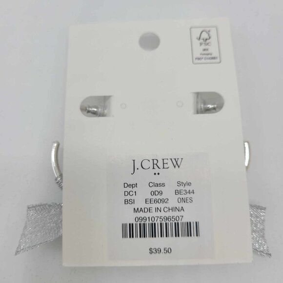 J Crew Factory Silver Ribbon Wrapped Hoops NWT! NEW! - Picture 2 of 6